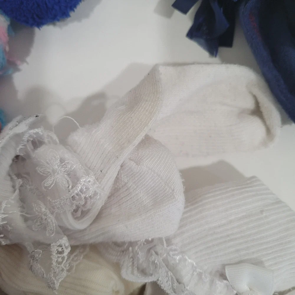 Girls Socks and Tights Lot Fuzzy Lace Trim Ribbed Knit Toddler Little Girls